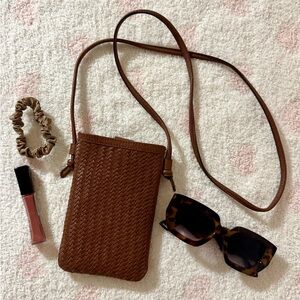 J. Jill Brown Woven Crossbody Bag